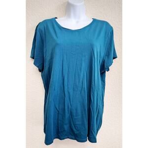 Chico's Ultimate Tee Dark Blue Green Short Sleeves Top 3 XL Lightweight Soft